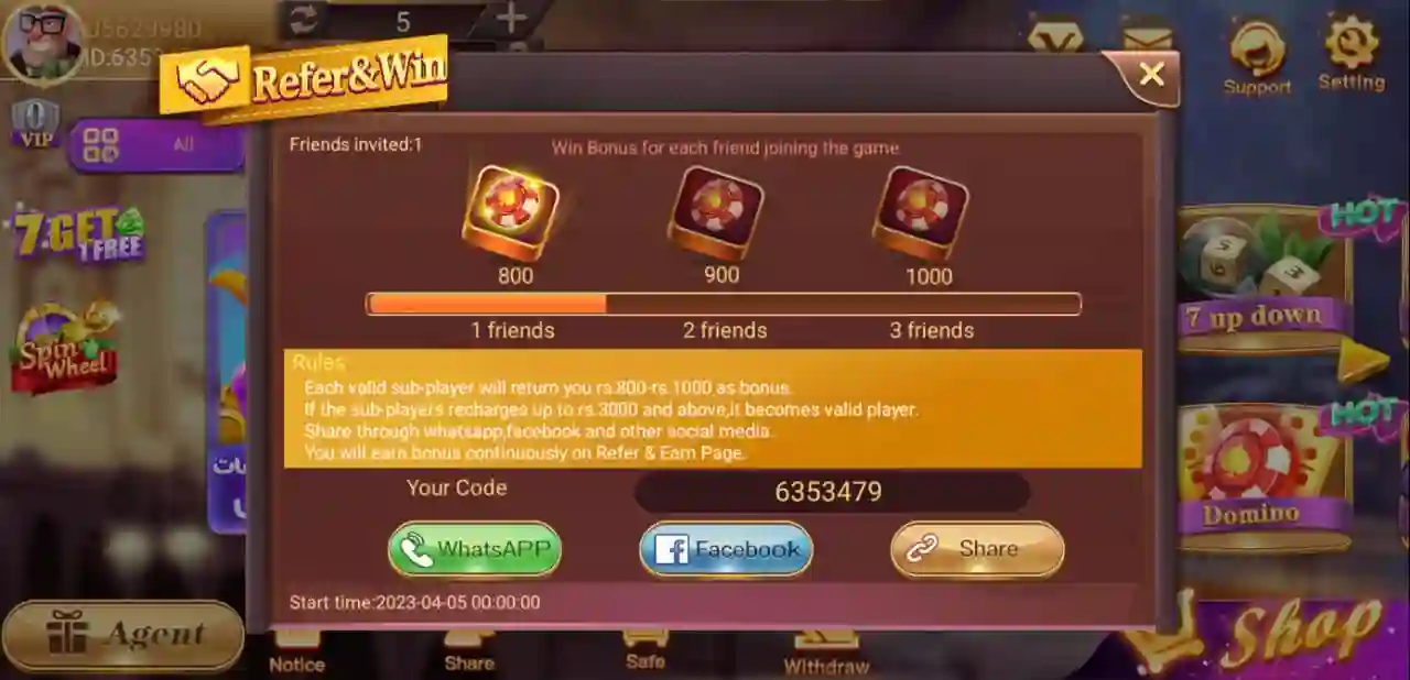 Card Rummy Refer & Earn Bonus